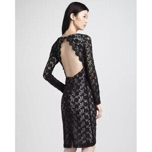 Women's Alice + Olivia Black Dandi Open-Back Lace Dress Size 6
